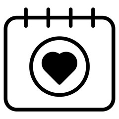 Canvas Print - Calendar with heart symbol, valentine's day, anniversary date vector icon