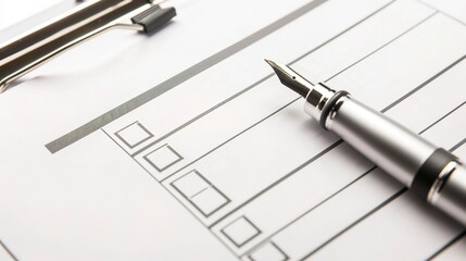 Poster - Inspection report being filled out on site, close-up, detailed checklist and pen 