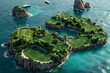 A set of islands, each shaped like a different sports item.