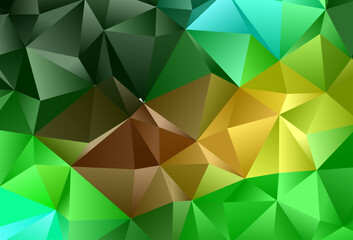 Fototapete - Dark Green, Yellow vector triangle mosaic template.