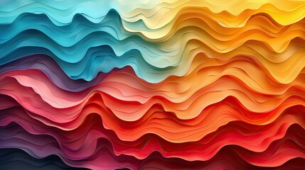 Colorful wavy background with paper cut style