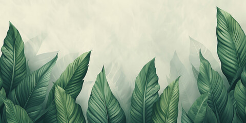Wall Mural - A green leafy plant with a white background