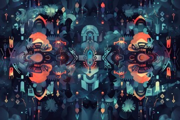 Poster - Digital illustration of a futuristic city, suitable for technology and urban development concepts