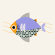 Stylish illustration of fresh fish. Vector print, illustration, postcard, design element