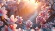 Blooming cherry flowers sakura spring background