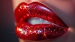 Red lips shiny glossy