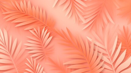  Many floral leaves, palm tree with gradient, top view, seamless pattern