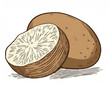 braune Kartoffel isoliert auf weißen Hintergrund, Freisteller