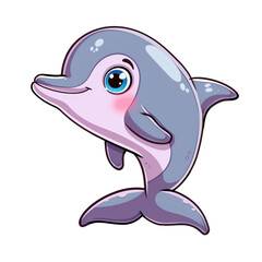 Wall Mural - Vector illustration of a dolphin cartoon.