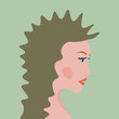 Portrait of a fashion woman. The head in profile of a European brunette woman. Face of girl. Flat design for for landing page, banner, social Media Avatar. Color vector illustration