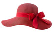 © Ziyon - Vintage Panama hat, Woman hat isolated on white background, Women's beach hat, red hat.