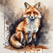 Fox watercolor art with watercolor splatter effects