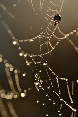 Dewdrops Sparkling on a Morning Spiderweb Capturing the Essence of Nature s Exquisite Beauty and Fragility