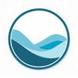 rond bleu logo avec des vagues mer ou piscine, en ia