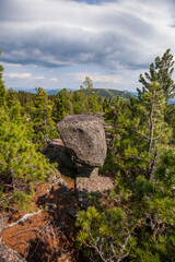 Wall Mural - Remnants pillars on Mount Zelenaya. Sheregesh, Russia