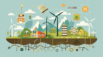 Poster - an infographic showcasing different types of renewable energy technologies.