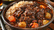Delicious jamaican oxtail stew served with rice and peas, infused with caribbean flavors and seasonings