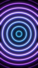 Poster - Glow animated pink and blue concentric circle lines with LCD screen raster. Seamless loop abstract vertical motion background. Cyber, futuristic, or retro style concept for presentation or promo