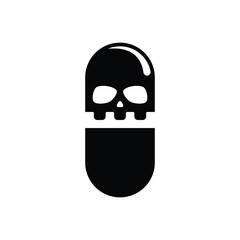 Sticker - Skull pill logo icon vector