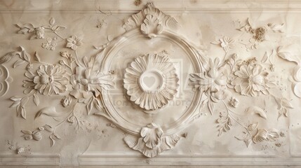 Wall Mural - Elegant Vintage Floral Wall Ornament in Classic Interior