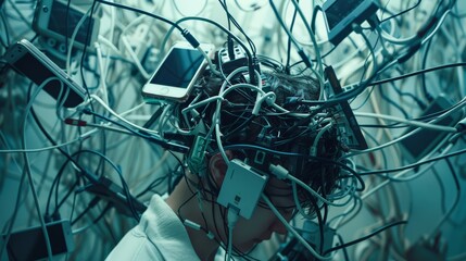 human with cable in his head
