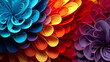 abstract background of multicolored paper sheets in the shape of a flower