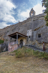 Canvas Print - Rock carved hermitage of Saints Justus and Pastor, Olleros de Pisuerga (Iglesia de los Santos Justo y Pastor), Aguilar de Campoo, Castilla y Leon, Spain