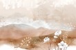 Beige abstract landscape, white precipitation blending with floral elements.