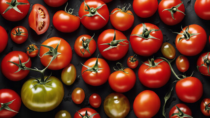 Wall Mural - A close up many different colored tomatoes