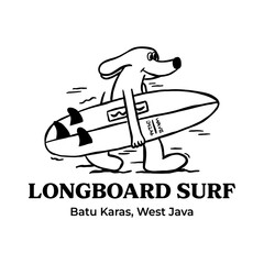 retro cartoon surfing character dog illustration