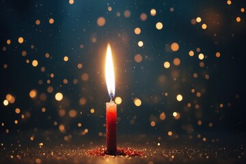 Wall Mural - burning candle on black background