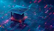 © NEW - Striking digital image of a graduation cap superimposed on a glowing circuit board, symbolizing the intersection of education and advanced technology.