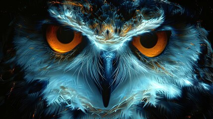 The owl is staring at you with its big, round eyes