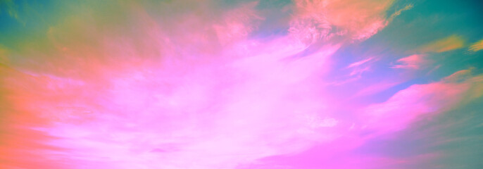 Wall Mural - Cloudy sky at sunset. Cloudy sky background. Horizontal banner