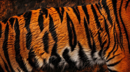 Poster - Close-up of vibrant tiger fur showcasing the natural striped pattern