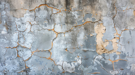 Poster - Horizontal image capturing the details of a crumbling wall with cracked paint