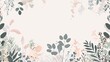 © Elen Nika - Simple flat illustration of botanical background in delicate pastel colors with space for text for