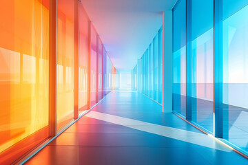 Futuristic interior architecture.Abstract colorful light background.