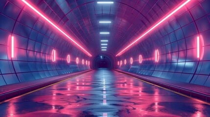 Wall Mural - isometric flat illustration showing the interior of an urban walkway tunnel road, suitable for infog