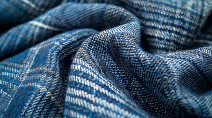 Poster - Detailed close-up of blue fabric showcasing high-resolution weave and texture