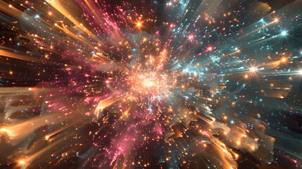 Poster - Vibrant light effects and a dynamic depiction of space travel through a star-filled galaxy