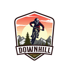 Downhill biker championship vintage logo illustration vector
