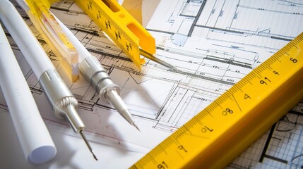 Poster - Construction Documentation and Permits: Images related to construction documentation, blueprints, permits, and regulatory compliance.