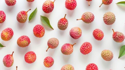 Wall Mural - Lush Lychee Display on a Clean White Backdrop