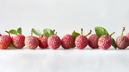 Wall Mural - Ripe Lychees with Vivid Textures on White Background