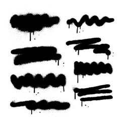 Hand drawn spray-paint graffiti lines and squiggles set. Vector sprayed smears, strikethroughs and swirls. Doodle style sketchy lines. Horizontal wavy strokes collection. Isolated Scratchy strokes.