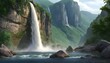 Majestic Waterfall Cascading Down A Rocky Cliff