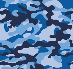 
Camouflage blue background vector illustration seamless pattern for textile