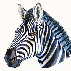Wall Mural - Watercolor painting of zebra. Animal portrait. Hand drawn art. Detailed illustration.
