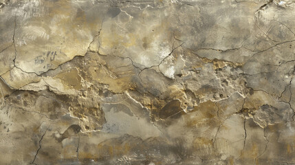 Poster - Cracked and weathered concrete wall with peeling layers in high resolution image